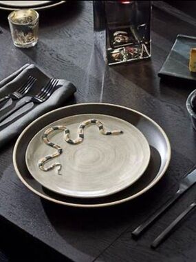 West Elm Sculpted Snake ceramic salad plates - set of two